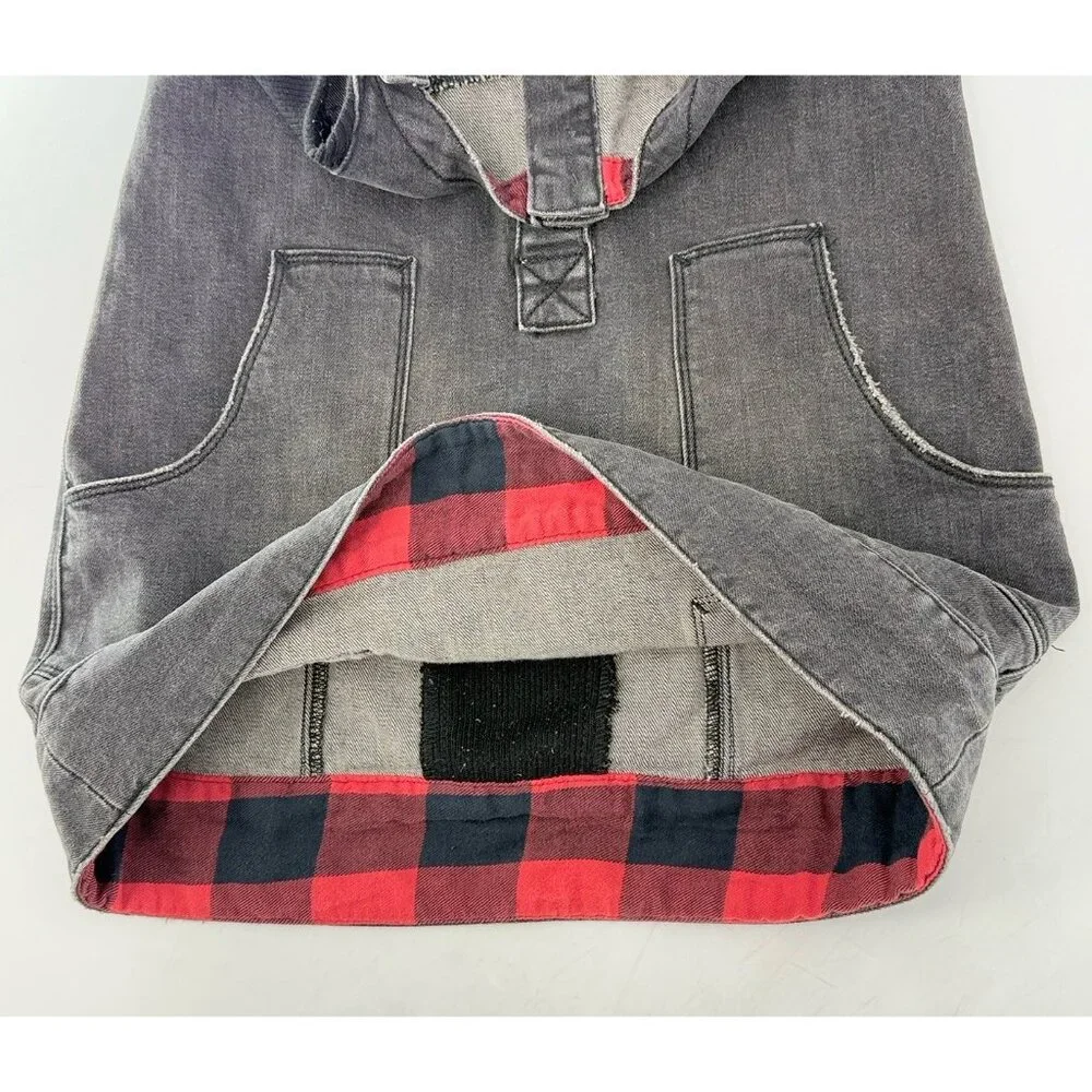 Free People Faded Black‎ Denim Distressed Mini Dress XS Grunge Goth Schoolgirl